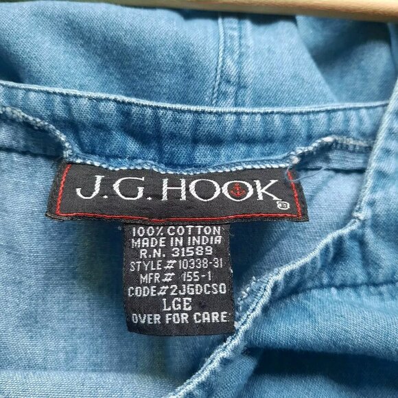 Vintage 90s J.G. Hook Midi Dress Womens Large Blue Denim Pinafore Jumper Modest - Picture 7 of 11
